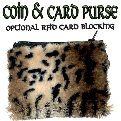 Beige & Black Wild Cat Leopard Kunstfell Münz- & Kartenbörse Geldbörse