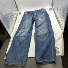 Akademiks Jeans Mens 34 Baggy Y2K Embroidered Skater Wide Pipe Leg RN.0100964