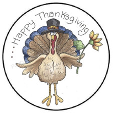 HAPPY THANKSGIVING TURKEY ENVELOPE SEALS LABELS STICKERS PARTY FAVORS