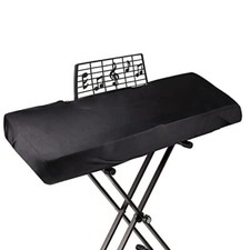 Stretchy Piano Keyboard Dust Cover with Music Stand Opening for 88 Keys Black