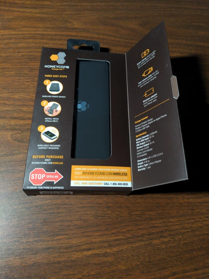 Nuevo Cargador Portátil Inalámbrico Honeycomb con Batería 3000mAh, Negro (DASH30WC)™ Foto 2 de 3