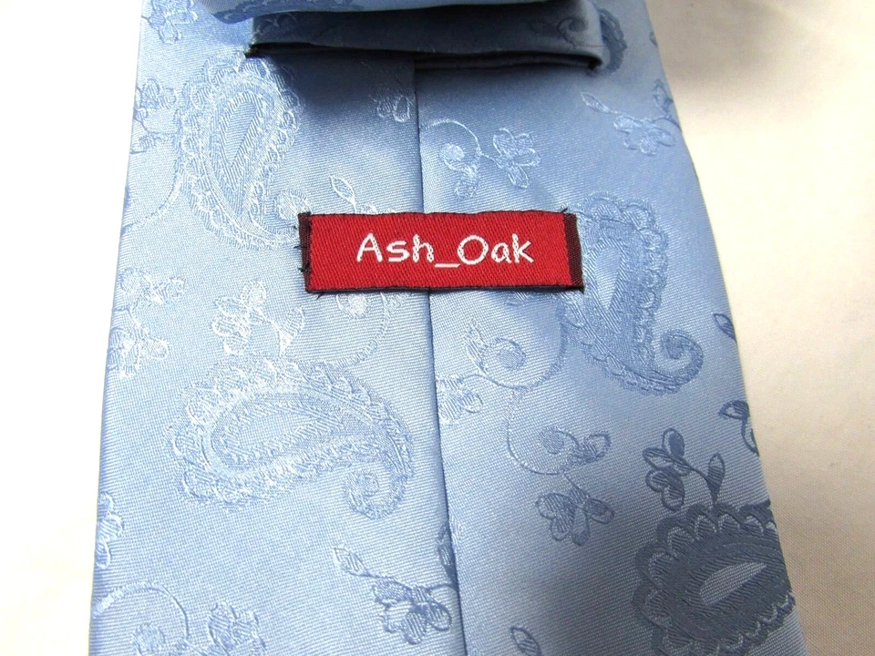 Corbata clásica plateada clara bebé azul cachemira roble ceniza para hombre boda graduación 61 pulgadas Foto 4 de 4