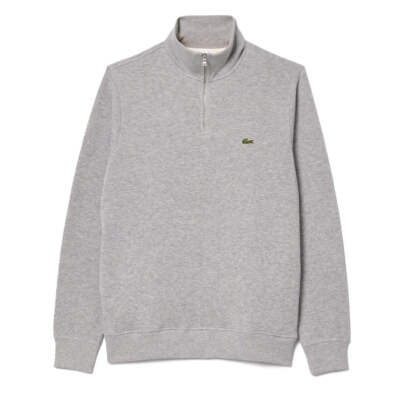 Lacoste Zip-Up High Neck Interlock Sweatshirt Light Heathered Grey