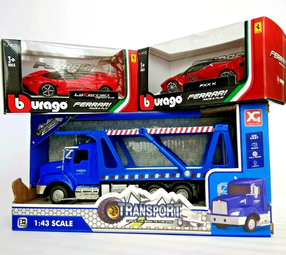 Ferrari FXX-K + LaFerrari Aperta + Combo Transportador de 2 cubiertas 1:43 Bburago XGToys Foto 4 de 4
