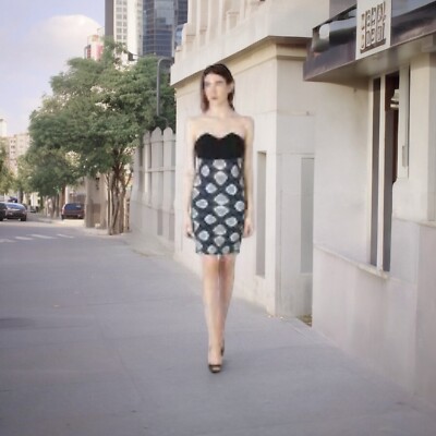 ROLAND MOURET Blue & Black Stetch Bodycon Corset Bustier Mini Dress SZ 4 |  eBay