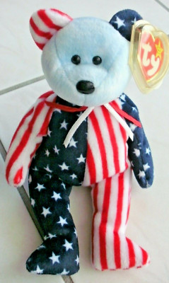 TY BEANIE BABY PLÜSCHTIER SPANGLE DER USA TEDDY BLAU