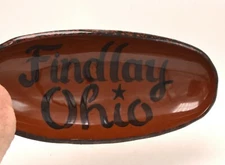 Findlay Ohio Script Liberty Pottery Becky Roscoe Village Shallow Oval Bowl 2005