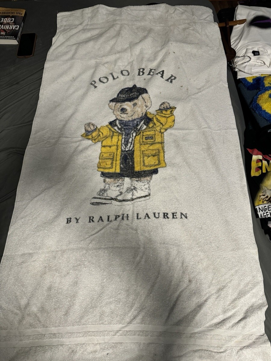 Vintage Polo Ralph Lauren Towel 90s White Polo Bear Rain Coat USA