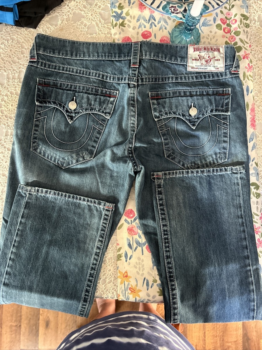 true religion フレア ジーンズ jeans 38 メンズ ステッチ デニム フレア ジーンズ TRUE RELIGION