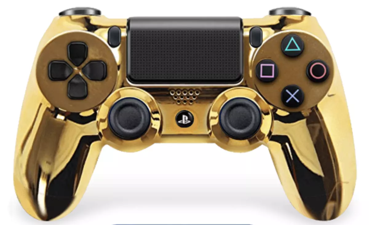 Chrome Gold Full UN-MODDED Pro Custom Controller compatible with PS4  CUH-ZCT2U