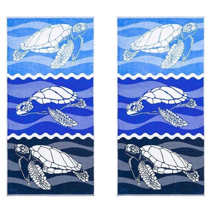 2pk 30 In X 60 In 100% Cotton Turtle Design