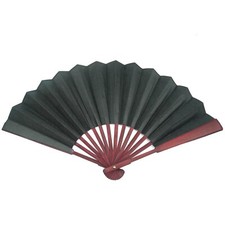 10.4" Chinese Traditional Nylon-Cloth Handheld Folding Fan - Black