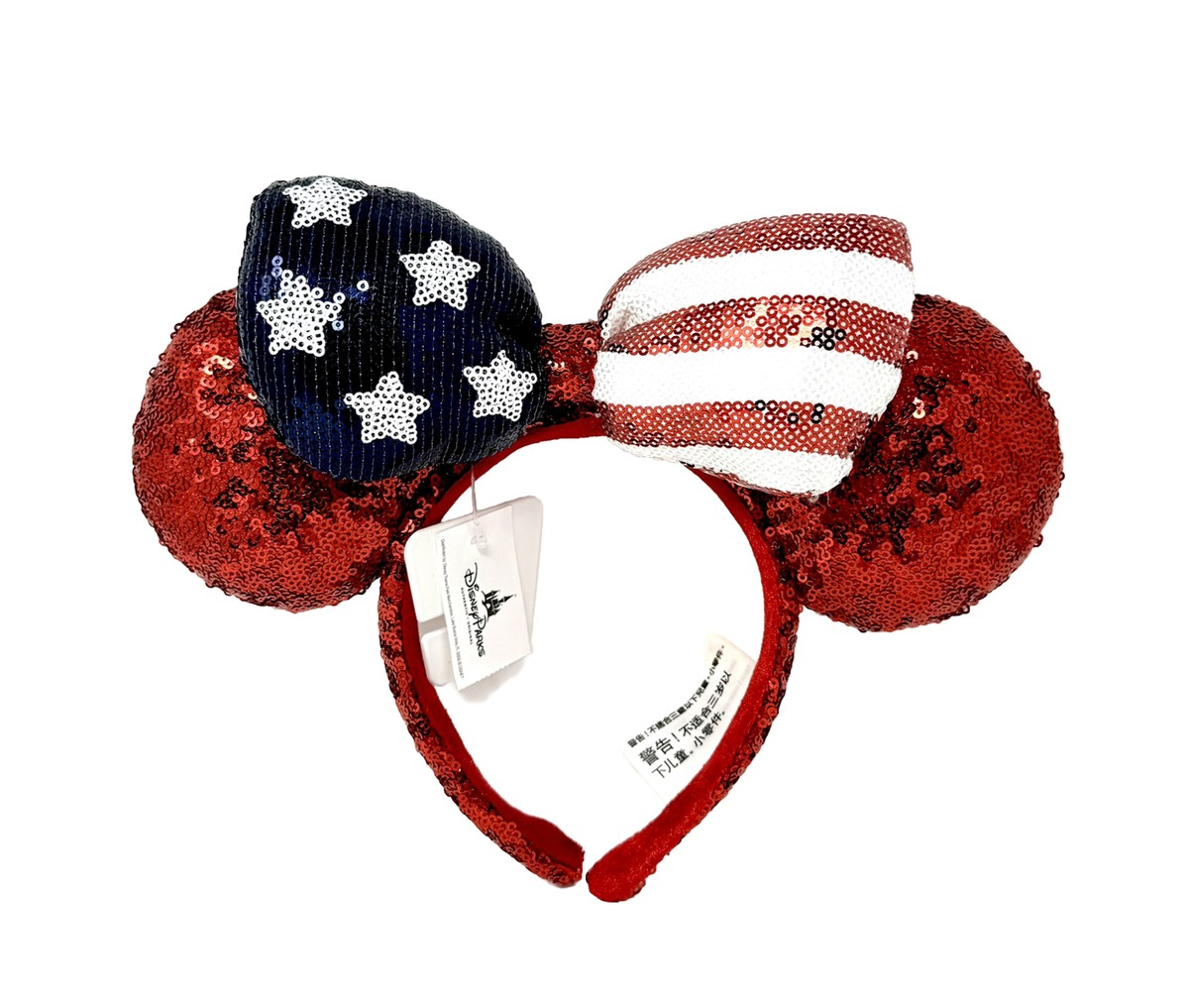 Disney Parks Headband Minnie Mouse Ears  America Patriotic Flag‎ g4 Minnie Mouse 4th of July Patriotic Ears Headbands 4th of  main image 3