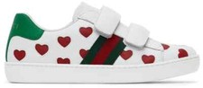 Gucci Z4058 Kids White Leather Hearts Ace Sneakers Size EU 32