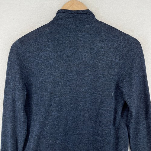 THEORY Cardigan Womens S Trincy Soft Luster Wool Open Front Draped Sweater Blue - Picture 5 of 16
