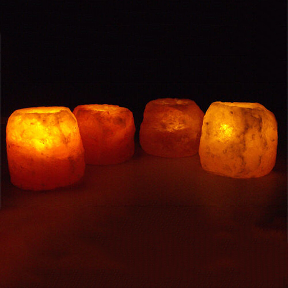 Himalayan Crystal Rock Salt Lamp Candle Holder Night Light Natural Air
