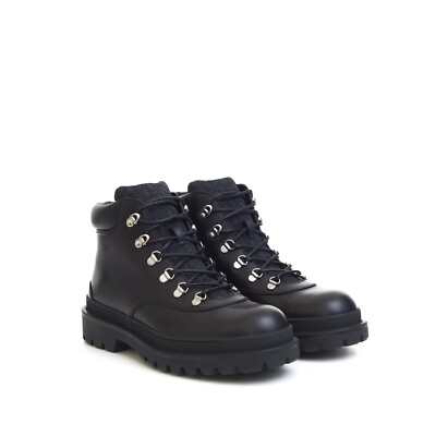 DIOR 1650$ Black Leather Explorer Hiking Boots - Black Oblique