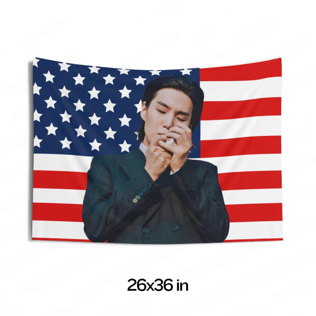 KPOP FLAG] BTS SUGA AMERICAN FLAG FOR CONCERT, FANS DECOR AND