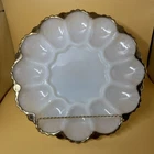 Vintage Anchor Hocking Fire-King White Milk Glass Deviled Egg Platter 12 Slot