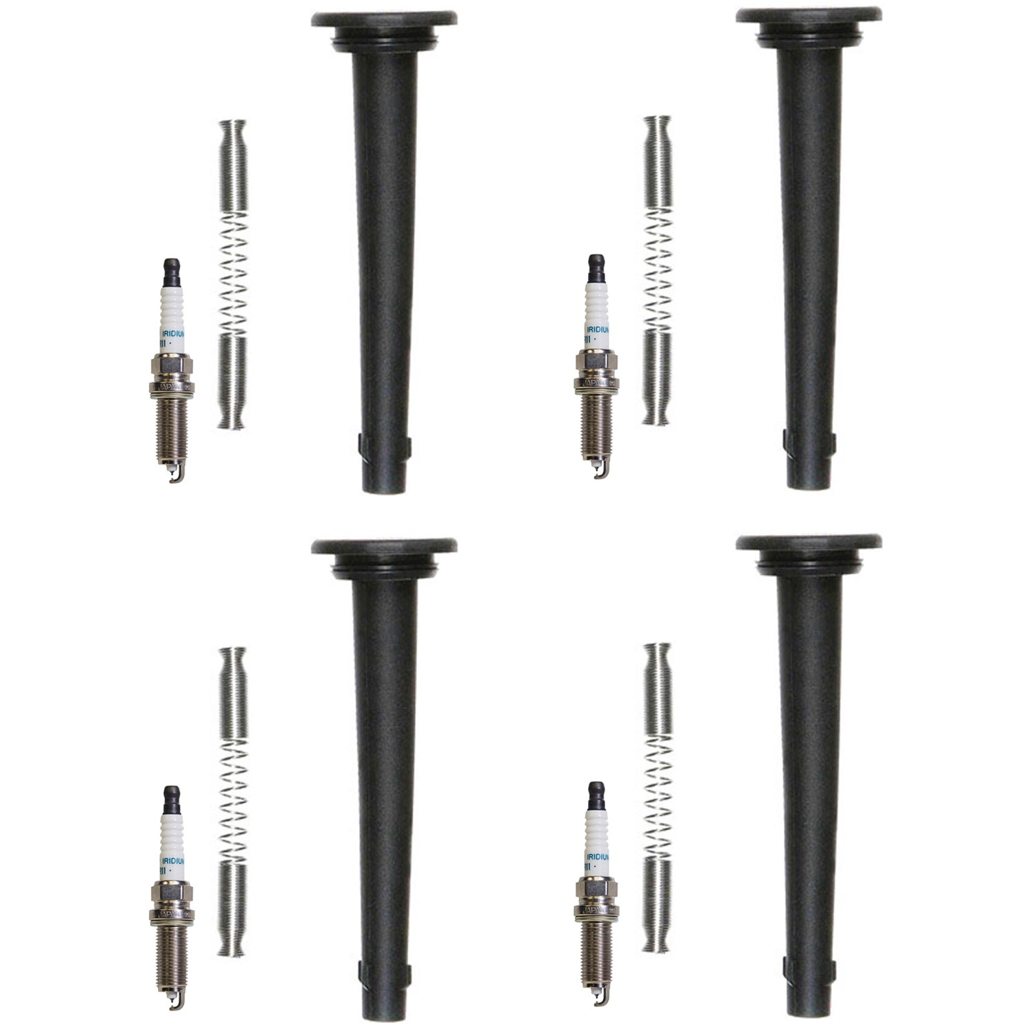 Denso 4 Iridium Long-Life Spark Plugs 4 Coil Boots Kit for Sentra 2009-2011 L4