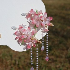 Peach Blossom Glazed Side Clip Ancient Style Hanfu Qipao Hair Accessories Pair