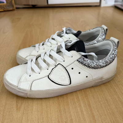 PHILIPPE MODEL PARIS Sneaker Sportschuh Low Top Schnürung Weiß/Silber EU 39