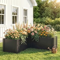 Outsunny Hochbeet L-FöRmig Blumenhochbeet WitterungsbestäNdig Verzinkter Stahl