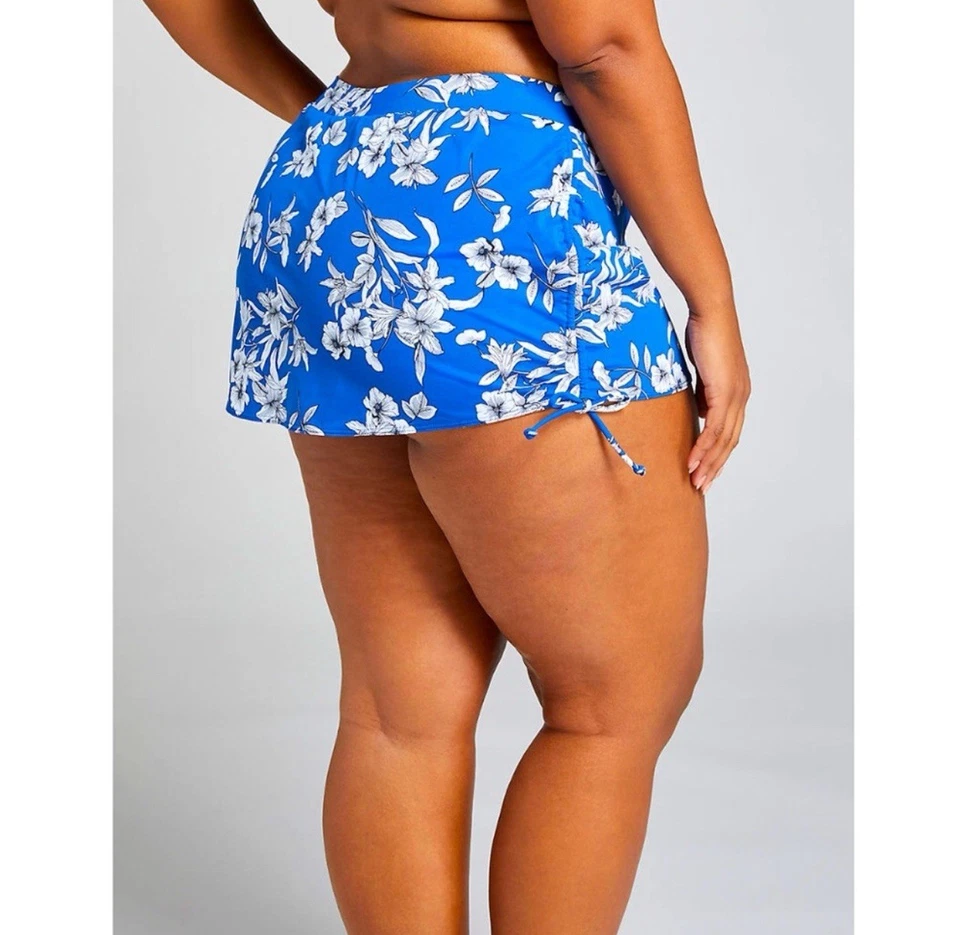 NUEVA FALDA DE NATACIÓN LANE BRYANT CACIQUE NATACIÓN AZUL FLORAL SURF CORDÓN TALLA 26 Foto 2 de 4