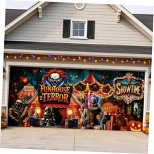 7x16 ft Halloween Garage Door Cover Backdrop Circus