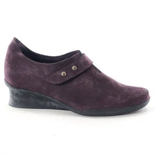 ARCHE NWOB Purple Nubuck Leather Low Top Shoes Wedge Booties Hook & Loop 37 6.5