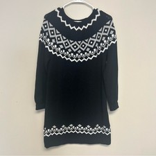Loft Petite Sweater Dress Fair Isle Small Petite Black White Cozy Warm