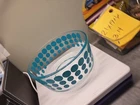 Pyrex Turquoise Dot 1915 100th Anniversary 7201  qt. Glass Bowl Retro Style