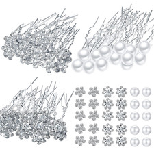 60 Pieces Bridal Hair Pins Accessories Pearl Rhinestone Flower U Shape Clips Jew
