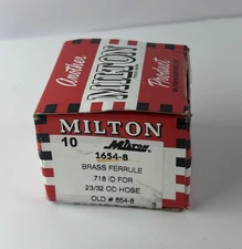 10 Pc Milton 1654-8 Brass Hose Ferrules 1” Long .718” ID 23/32” OD thumbnail 4