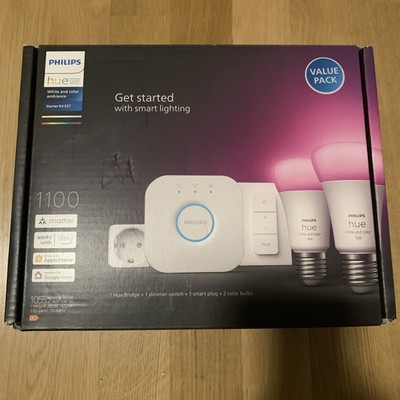 Philips Star­ter-Set 'Hue White & Color Ambiance' inkl. 2 x LED-Lampe E27 9 W, D