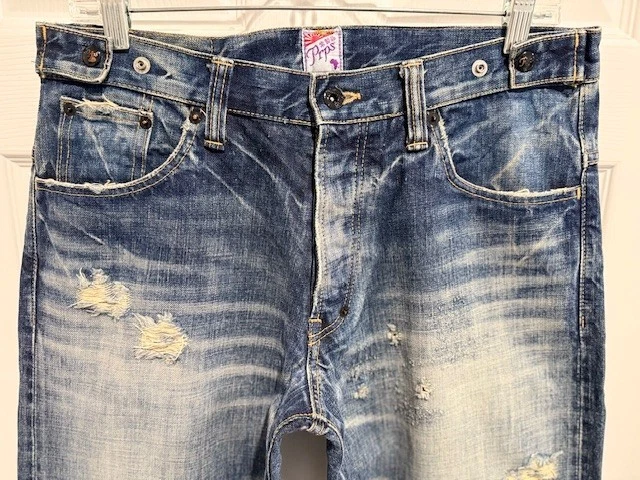 VERY RARE! $879 PRPS JAPAN GTO P29P02BB DARK BURNER SLIM BOOTCUT JEAN 34 W33X32L - Image 3 of 4