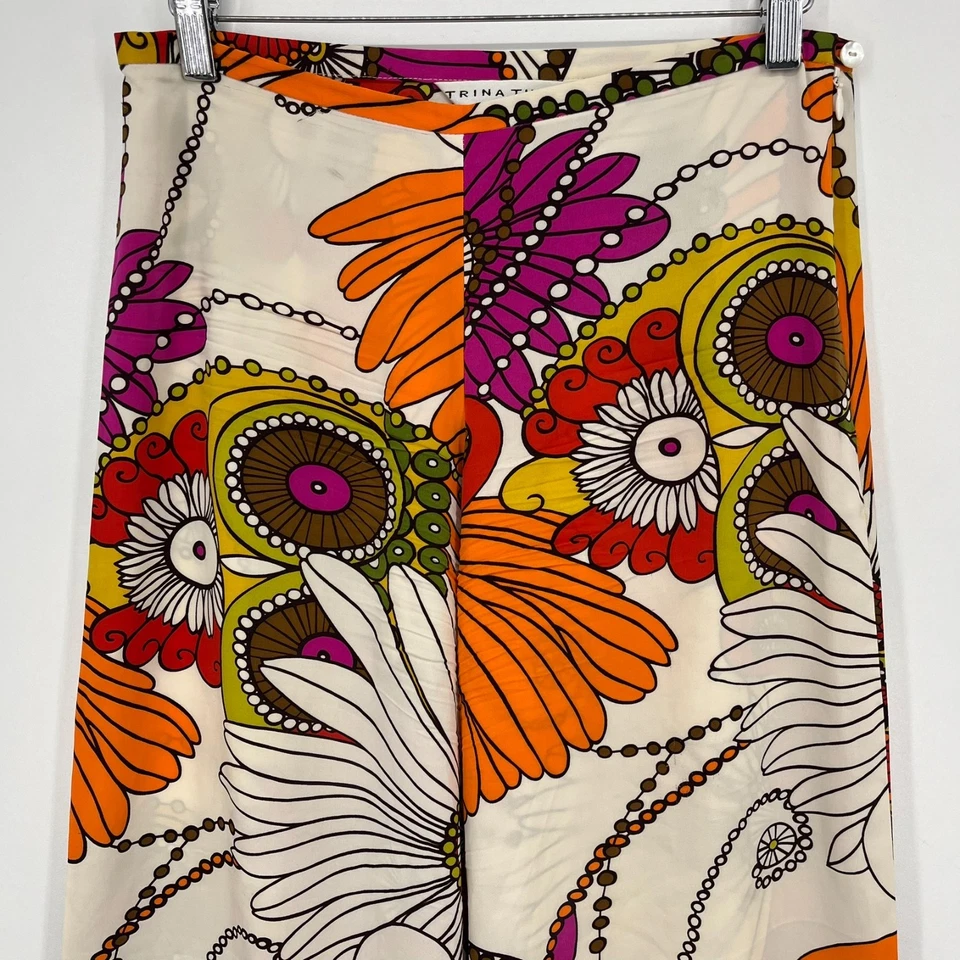 Pantalones de seda Trina Turk para mujer talla 2 multicolor floral cubierta de natación pierna ancha Foto 2 de 4
