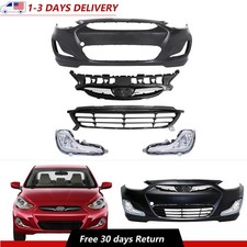 Complete Front Bumper W Grille Fog Fit 2014-2017 Hyundai Accent Sedan Hatchback Complete Front Bumper W Grille Fog Fit 2014-2017 Hyundai Accent Sedan Hatchback