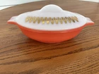 Vintage Glasbake Milk Glass J-2274 1 Qt. Salmon Pink Gold Rain w/Lid  As Is