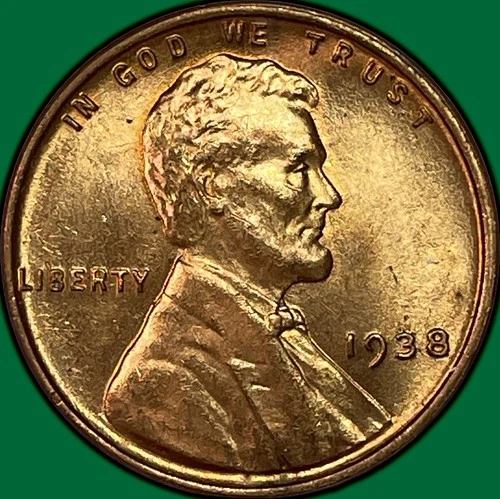 1938 Lincoln Wheat Cent Brilliant Uncirculated BU Coin #37647