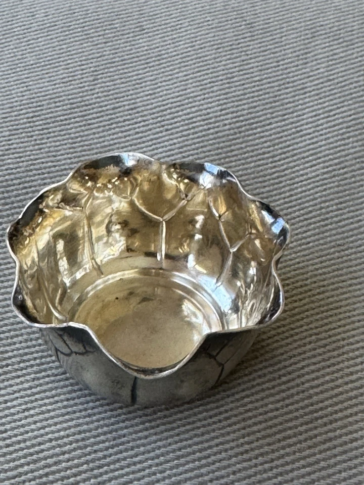 Старинный 1900 Shiebler из чистого серебра соляной погреб с золотой позолоченной внутренней стирки - Изображение 3 из 4