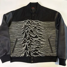 JOY DIVISION x PLEASURES XL Varsity Wool Jacket Leather Sleeve Punk Goth NEW NWT