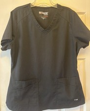 - Grey's Anatomy Women's 2-Pocket V-Neck Scrub Top Black L Spandex Stretch