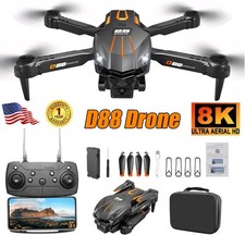 Drone 2026 8K HD Dual Camera WiFi FPV RC Foldable Quadcopter  5 Batteries NEW