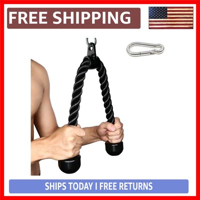 Durable Nylon Tricep Rope in Black - 27'' & 36'' Heavy-Duty Fitness Attachment