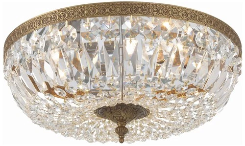 Crystorama Ceiling Mount 16" Wide Brass Crystal 3-Light Ceiling Light - Picture 2 of 7