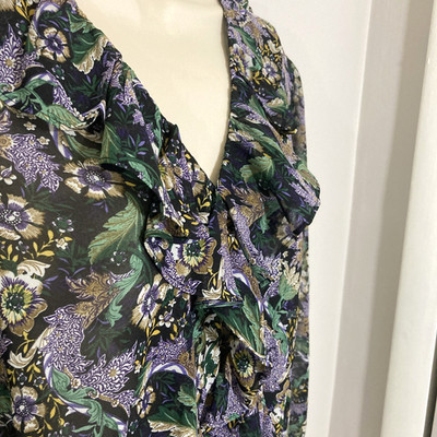 Philosophy Black Floral Sheer Ruffled Flowy Top Career Dark Romantic Cottage L