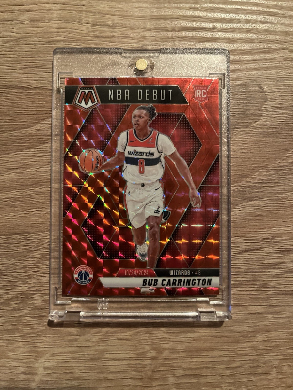2024-25 Panini Mosaic - Bub Carrington - NBA Debut - Red Mosaic COLOR MATCH (RC)
