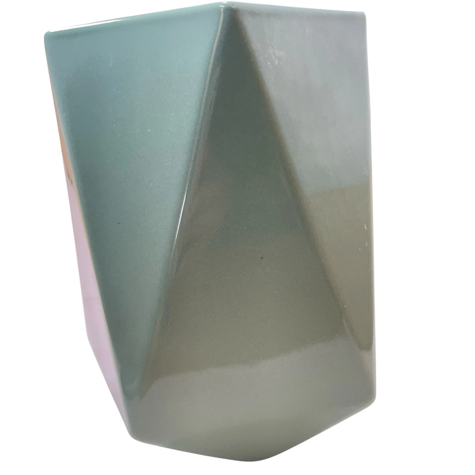 Boston Warehouse Vase Ceramic Planter Geometric Aqua 7 Inch Pentagon