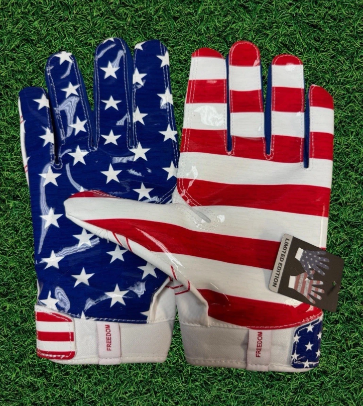 Under Armour UA F7 Adult Glue Grip Football Gloves, America Flag